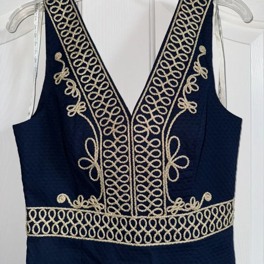 NEW WITH TAGS- Lilly Pulitzer Aveline Shift True Navy Dress Size 0 - Picture 4 of 7